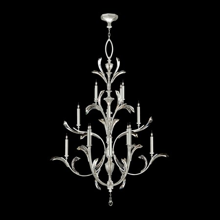 Fine Art Lamps Beveled Arcs Chandelier, Round, 16-Light, Silver Leaf, 56"W (702040-SF4 NJ03) 702040-SF4